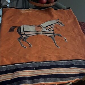 Orange  scraf  or throw with Horse Design